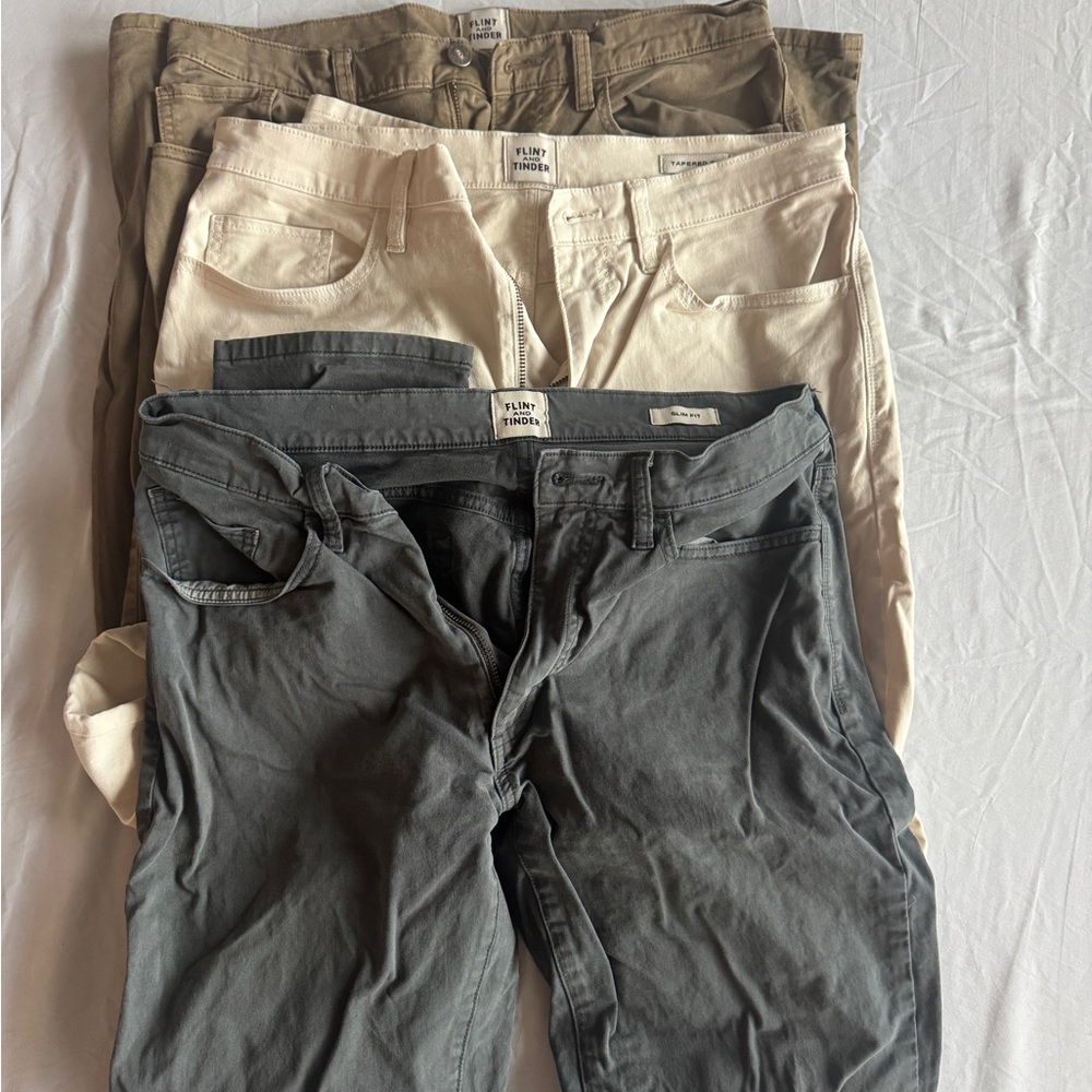 Flint and Tinder Pants 3-pack (2 slim fit, 1 Tapered) 32x32
